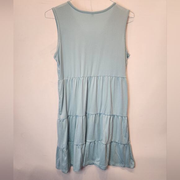 NWT Blue Sleeveless Sun Dress Soft Casual Summer  Blue Dress Size L - Picture 6 of 7
